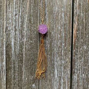 Handmade Gold Purple Tassel Necklace DruzyJewelry